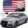 EcoNour American Flag Bald Eagle Design Sunshade for Car Windshield | Premium 240T Polyester Material |Front Window Sun Shade for Truck & SUV | Keeps Your Vehicle Cool | Small (59″ x 29″)