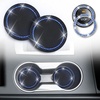 EcoNour Bling Cup Holder Insert (2 Pack) with Push Start Button Ring | (1 Pack) | 2.75 Inch Silicone Coaster Pad and 1.5 Inch Ring with Elegant Blue Crystal Rhinestone | Car Interior Accessories