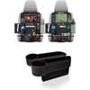 EcoNour Car Seat Gap Filler with Cup Holder + (2 Pack) Back Seat Protector for Kids | Back Seat Organizers and Storage for Toddlers | Pocket Organizer Car Storage Accessories