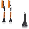 EcoNour Car Snow Brush & Ice Scraper Combo Pack | 27″ Scratch-Free Bristle Brush with Aluminum Body (2 Pack – Orange) & Compact Ice Scraper for Windshield (1 Pack) | Durable Winter Car Accessories