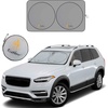 EcoNour Car Windshield Sun Shade with Storage Pouch, Durable 300T Material Car Sun Visor for UV Rays, Sun Heat Protection, Car Interior Accessories for Sun Heat, Medium Plus (64 in x 34 in)