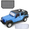 EcoNour Roof Top Sunshade for Jeep Wrangler JKU with Car Windshield Sunshade | Compatible with 2007-2018 JK Bikini Top 4 Door | Front Top Cover Blocks UV & Wind Blast | Durable PVC Black Mesh