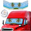 EcoNour Semi-Truck Printed Sun Shade for Windshield and Side Windows | 2 Tropical Tree 240T Sunshade to Block UV/Sun Heat Rays | Best for Semi, Commercial & Big Rig Trucks