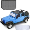 EcoNour Sun Shade for Jeep Wrangler JL 2021 with Car Windshield Sunshade | Fits Top Jeep Wrangler Four Door Front | Blocks UV Rays, Wind Noise & Leaves | Heat Reduction | Tough PVC Net