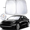 EcoNour Tesla Model 3 Windshield Sunshade | 240T Polyester for Tesla Model Y Sunshade | Windshield Visor with Superior UV Protection for Tesla Windshield Sunshade | Tesla Accessories for Summer