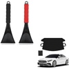 EcoNour Windshield Ice Scraper & Frost Cover Bundle | 2 Pack Ice Scrapers + 600D Oxford Waterproof Windshield Cover for Cars, SUVs & Trucks | Winter Protection Accessories for Snow, Frost & Ice