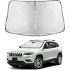 EcoNour Windshield Sunshade Compatible for Jeep Cherokee SUV 2014-2023 | (Not for Jeep Grand Cherokee) Sun Visor for Front Window Sun Shade Cover, UV Heat Protector, Car Accessories