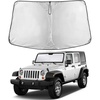 EcoNour Windshield Sunshade for Jeep Wrangler Rubicon Sahara 1997-2016 2017 | TJ JK JKU2 4DOOR Sun Visor for Front Windshield & Window Sun Shade Cover, UV Heat Blocker, Car Accessories