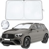 Windshield Sunshade V Cut | Car Shade Front Windshield | Windshield Protector for Maximum UV Rays and Sun Heat Protection | Car Accessories for Interior Protection | Large (64″ x 34″)