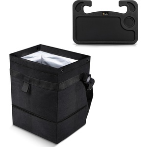 EcoNour 2 in 1 Car Steering Wheel Desk + Car Trash Bag | Foldable Small Car Trash Bag and Multi-Use Hanging Car Garbage Bag | Multipurpose Travel Car Accessories