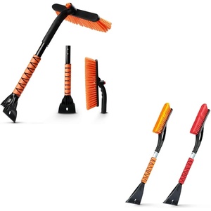 EcoNour 27″ 3-in-1 Snow Brush & Ice Scraper (2 Pack) | 360° Rotatable Aluminum Brush with Ergonomic Foam Grip | Scratch-Free Winter Snow Removal Tools for Cars, SUVs & Trucks