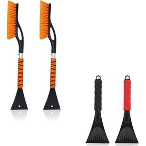EcoNour 27″ Car Snow Brush & Ice Scraper (2 Pack) + Windshield Ice Scraper (2 Pack) | Heavy-Duty Winter Car Accessories for Snow, Frost & Ice Removal | Aluminum Body Brush with Foam Grip Scrapers