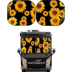 EcoNour 2-Piece Foldable Spring Windshield Sunshade (Sunflower) | Reflective 240T Polyester Keeps Your RV Cool | Front Trucks, Motorhomes, Large Bus | Large Side Window | XXL (41.5″x50″)