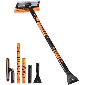 EcoNour 49″ Extendable Squeegee Snow Brush and Ice Scraper for Windshield | For Car Windows | 270° Telescopic Snow Broom with Pivoting Squeegee | Heavy Duty Car Snow Removal Tool for SUV, Truck & Car(Orange 50″)