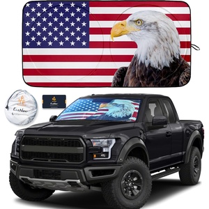 EcoNour American Bald Eagle Truck Sun Shades for Windshield | Premium 240T Polyester Truck Accessories | Includes Storage Pouch | UV Protection | Keeps Your Vehicle Cool | XX-Large (69″ x 35″)