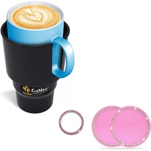EcoNour Car Cup Coasters (2 Pack) + Car Cup Holder | Cup Holder Accessories for Car | Car Extender for Drinks