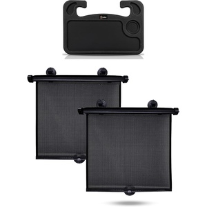 EcoNour Car Side Window Sun Shade 15″x17″ + EcoNour 2 in 1 Car Steering Wheel Desk | Car Shades for Side Windows | Multipurpose Travel Car Accessories