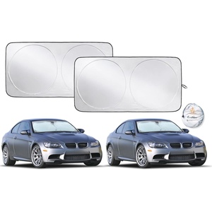 EcoNour Car Windshield Sun Shade (2 Pack), Reflector Sunshade car Window Shades, Car Reflective Sun Blocker Fits Small Sedans, Mini SUVs, & Hatchbacks, Medium (64 in x32 in)