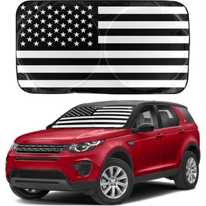 EcoNour Car Windshield Sun Shade Window Tint -B W American Flag USA Patriotic Design– 240T Polyester Foldable Front Window Shade for SUV Trucks – UV Ray Blocker – Medium (64×32 Inch) Sun Protector