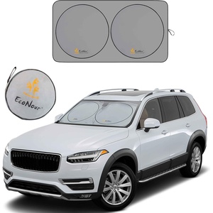 EcoNour Car Windshield Sun Shade with Storage Pouch, Durable 300T Material Car Sun Visor for UV Rays, Sun Heat Protection, Car Interior Accessories for Sun Heat, Medium Plus (64 in x 34 in)