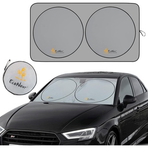 EcoNour Car Windshield Sun Shade with Storage Pouch, Durable 300T Material Car Sun Visor for UV Rays and Sun Heat Protection, Car Interior Accessories for Sun Heat, Small (59 in x 29 in)