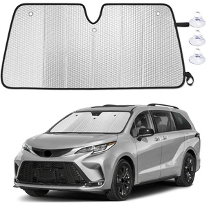 EcoNour Foldable Sun Shade Fit for Tesla Model 3/Y 2017-2024 2025 2026 | Accordion Windshield Sun Shade, Front Car Window Shades Sun Visor, Blocks UV Rays & Heat, Car Accessories(For Toyota Sienna 2021-2026)