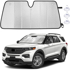 EcoNour Foldable Sun Shade Fit for Tesla Model 3/Y 2017-2024 2025 2026 | Accordion Windshield Sun Shade, Front Car Window Shades Sun Visor, Blocks UV Rays & Heat, Car Accessories(For Ford Explorer 2020-2026)