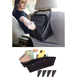 EcoNour Gap Filler & Car Pocket Organizer (2 Pack) + Car Trash Bag | Car Console Pocket Organizer | Hanging Car Trash Bag