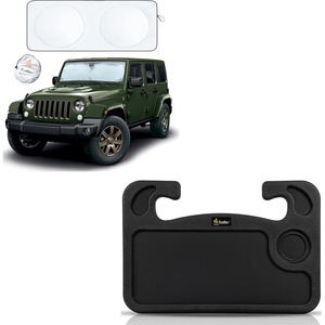 EcoNour Jeep Wrangler Windshield Sunshade + EcoNour Car 2 in 1 Steering Desk