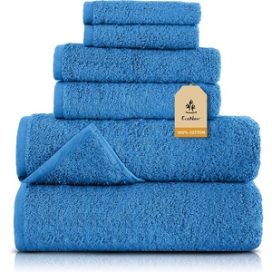 EcoNour Luxury 4-Pack White Turkish Cotton Bath Towels, 550 GSM 100% Cotton – 27×54 Inch, Ultra Soft, Quick Dry & Highly Absorbent for Bathroom, Gym & Travel(Navy Blue)