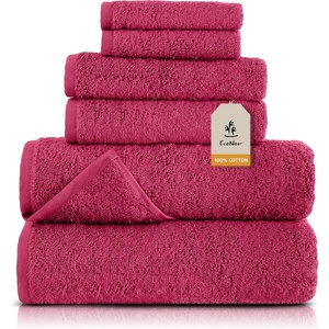 EcoNour Luxury 4-Pack White Turkish Cotton Bath Towels, 550 GSM 100% Cotton – 27×54 Inch, Ultra Soft, Quick Dry & Highly Absorbent for Bathroom, Gym & Travel(Pink)