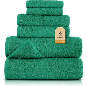 EcoNour Luxury 4-Pack White Turkish Cotton Bath Towels, 550 GSM 100% Cotton – 27×54 Inch, Ultra Soft, Quick Dry & Highly Absorbent for Bathroom, Gym & Travel(Green)
