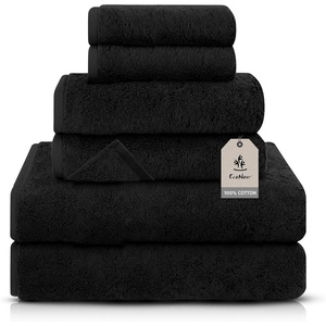 EcoNour Luxury 4-Pack White Turkish Cotton Bath Towels, 550 GSM 100% Cotton – 27×54 Inch, Ultra Soft, Quick Dry & Highly Absorbent for Bathroom, Gym & Travel(Black)
