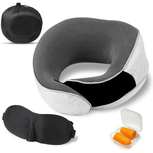 EcoNour Memory Foam Neck Pillow Set | 360 Headrest Airplane Pillow Wrap Eye Masks, Earplugs & Mesh Bag | Travel Essentials for Long Flights, Car, Home | Adjustable Neck Support Kit for Adults & Kids
