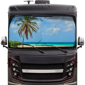 EcoNour RV Windshield Sunshade with Storage Pouch(Tropical Single Tree) | Sun Visor for UV Rays Keeps Your RV Motorhome Cool | Fits RVs, Trucks, Motorhomes, Buses | 102 x 51 inches