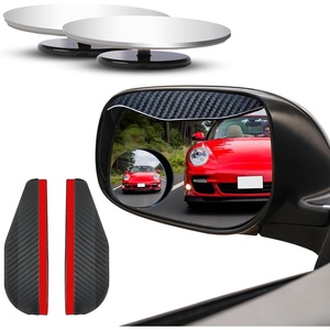 EcoNour Rectangle Blind Spot Mirror (2 Pack) – HD Glass Convex Rear View Mirror, Wide Angle with 360° Rotation & 30° Adjustable Sway, Stick-On Side Mirror for Car, SUV & Trucks(Circle With Visor)
