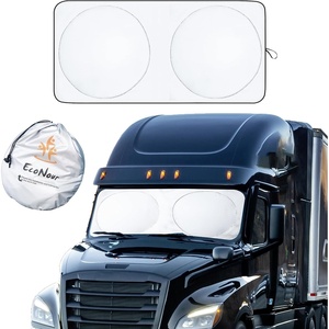 EcoNour Semi Truck Printed Sun Shade for Windshield | UV Sun Protector & Heat Blocker Sunshade | 240T Front Window Shades Accessories | Best for Commercial & Big Rig Semi Truck(Large-SemiTruck)