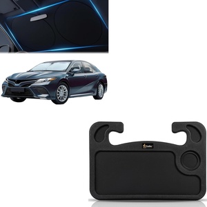 EcoNour Sunshade for Car Windshield with Mirror Cut + 2 in 1 Car Steering Wheel Desk, Tray for Laptop Car Mount with Pen Holder