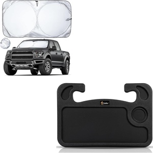 EcoNour Truck Windshield Sun Shade & Sun Block | Sun Shade for Windshield + 2 in 1 Car Steering Wheel Desk, Tray for Laptop Car Mount with Pen Holder