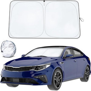 EcoNour Windshield Sun Shade Mirror Cut Out | Foldable & Reflective Front Windshield Shade Blocks UV Rays | Car Accessories Interior Protection | Small (59″ x 29″)