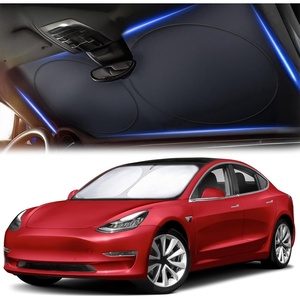 Tesla Windshield Sun Shade for Model(3/Y)(2016–2025) – XX-Large 56″ x 36″, Foldable Front Sunshade with Storage Bag | Reflective 240T Polyester | Blocks UV Rays&Heat – Interior Protection Accessory