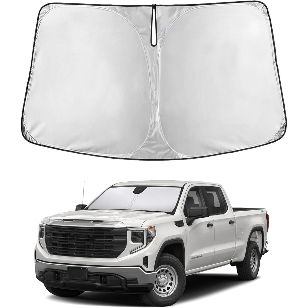 image:imageEcoNour Windshield Sunshade for Chevy SilveradoGMC Sierra 20192026 1500 2500 3500 Front Windshield Sun Shade Cover UV Heat Protector Car Sun Visor Interior Heat Protection
