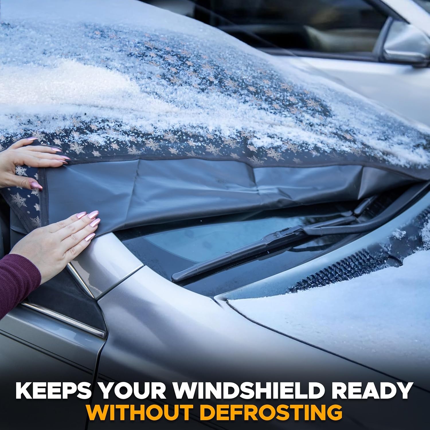 image:imageEcoNour Windshield Cover for Ice and Snow Windshield Snow Cover with Side Mirror Cover amp Wiper Protection Oxford Fabric Winter Cover for Pickup Trucks SUV amp Mini Van XLarge 74x43Medium Blue