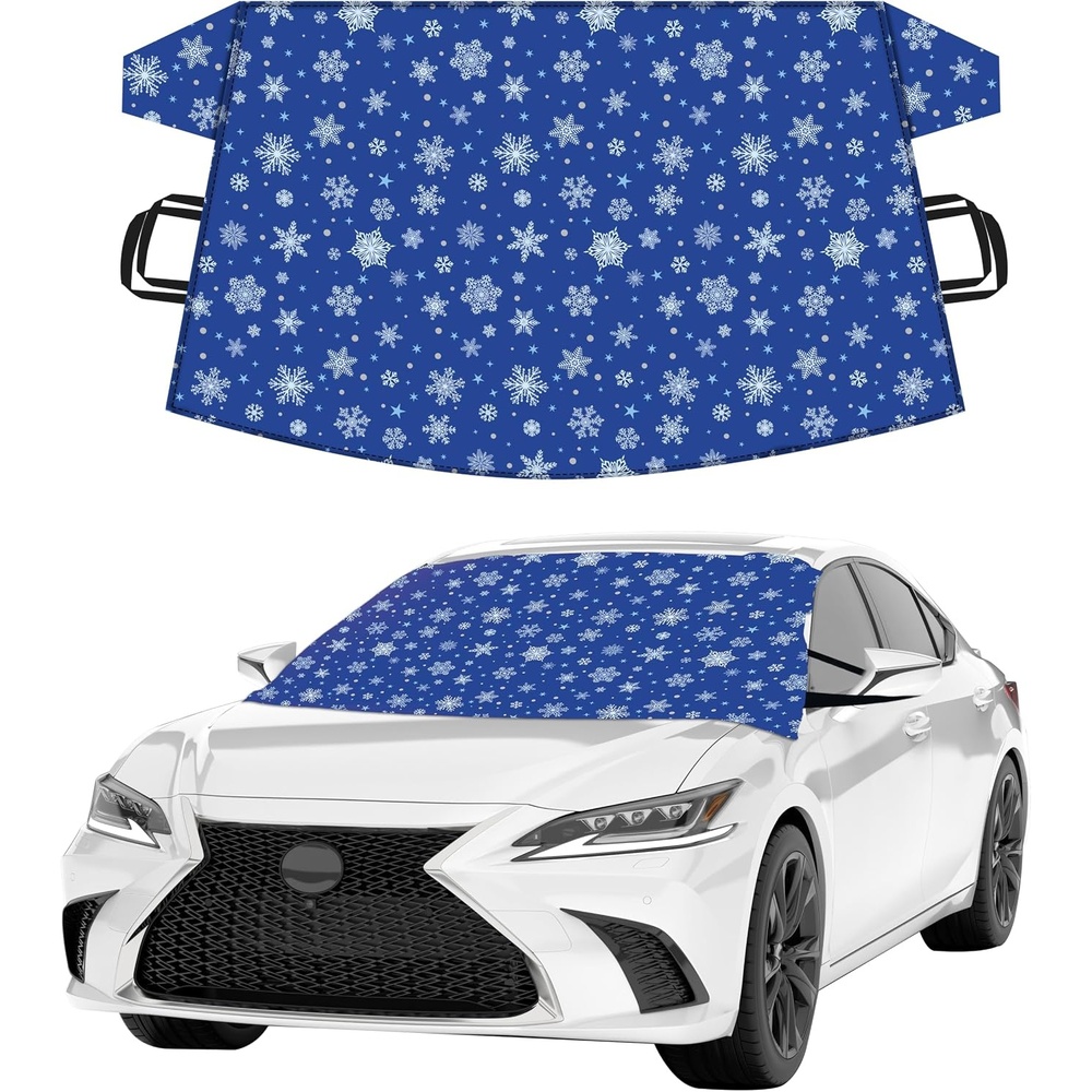 image:imageEcoNour Windshield Cover for Ice and Snow Windshield Snow Cover with Side Mirror Cover amp Wiper Protection Oxford Fabric Winter Cover for Pickup Trucks SUV amp Mini Van XLarge 74x43Medium Light Blue