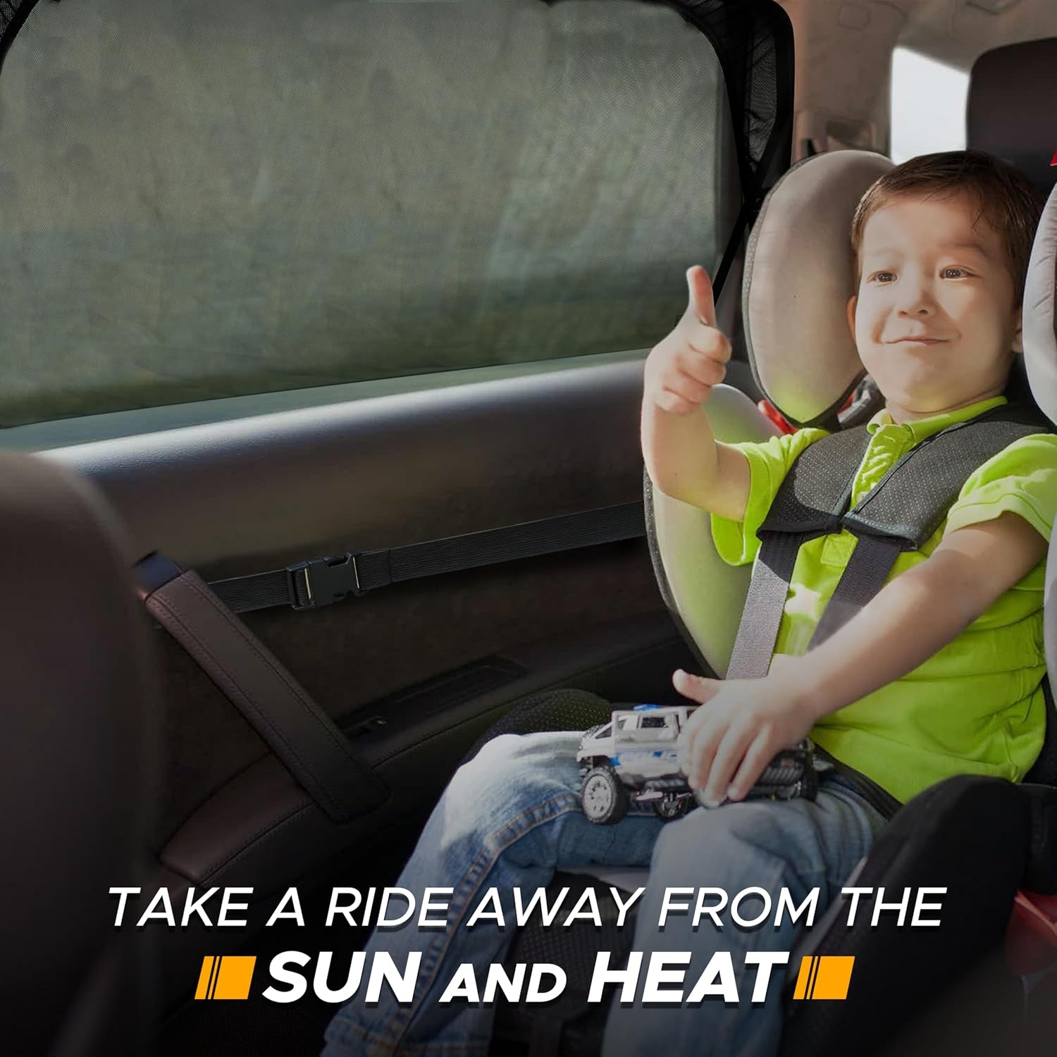 image:imageEcoNour Car Front Side Window Sun Shades Compatible for Toyota Tacoma 2 Pack Breathable Super Stretchy Mesh Sun Shade Heat Block UV Protection Car Window Screen Covers Mosquito Net CurtainsXXXXLarge