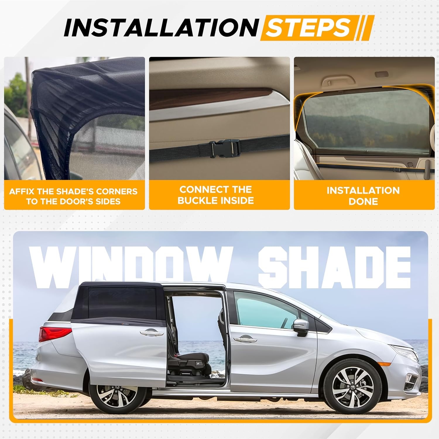 image:imageEcoNour Car Front Side Window Sun Shades Compatible for Toyota Tacoma 2 Pack Breathable Super Stretchy Mesh Sun Shade Heat Block UV Protection Car Window Screen Covers Mosquito Net CurtainsXXXXLarge