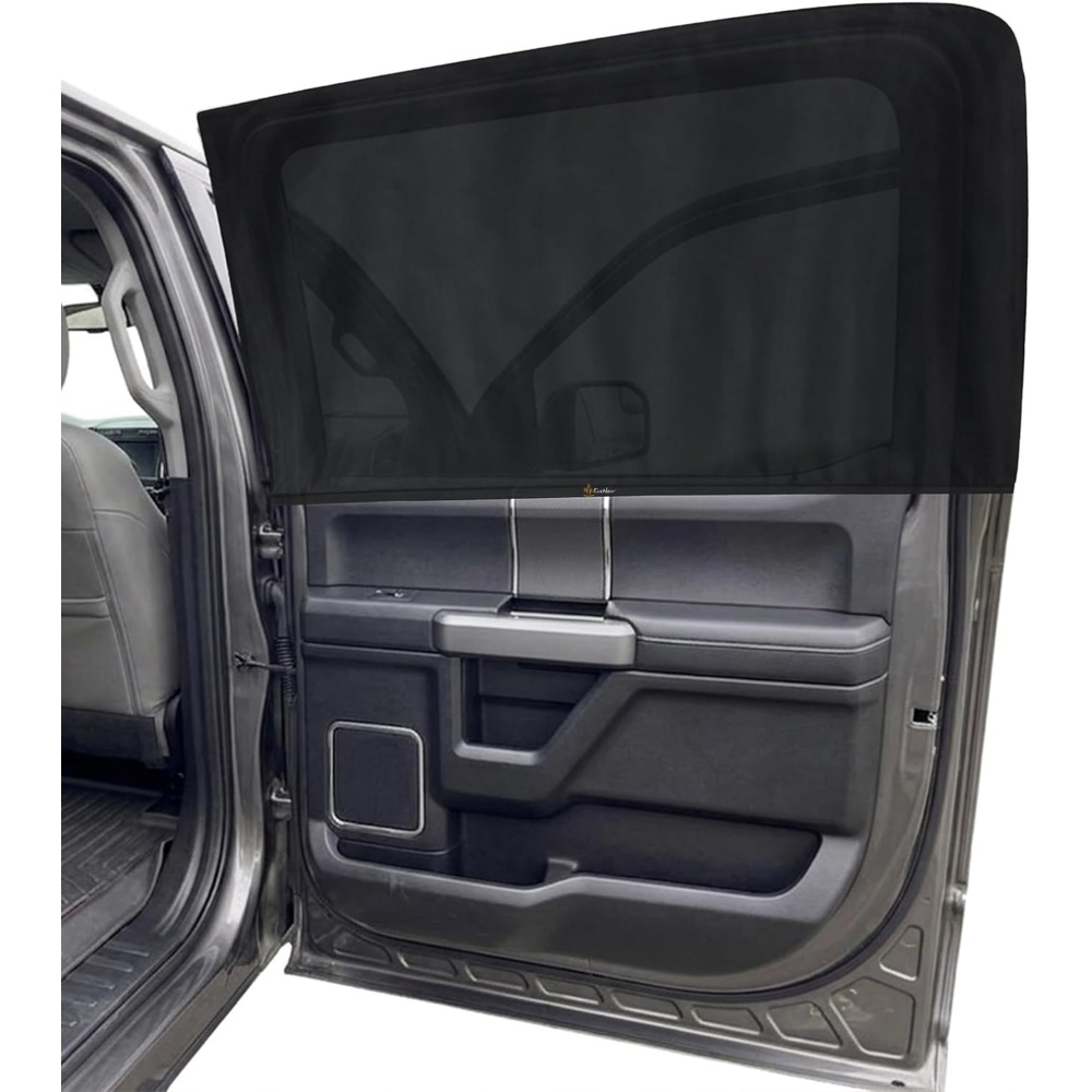 image:imageEcoNour Car Front Side Window Sun Shades Compatible for Toyota Tacoma 2 Pack Breathable Super Stretchy Mesh Sun Shade Heat Block UV Protection Car Window Screen Covers Mosquito Net CurtainsFit for Ford F150 20152020