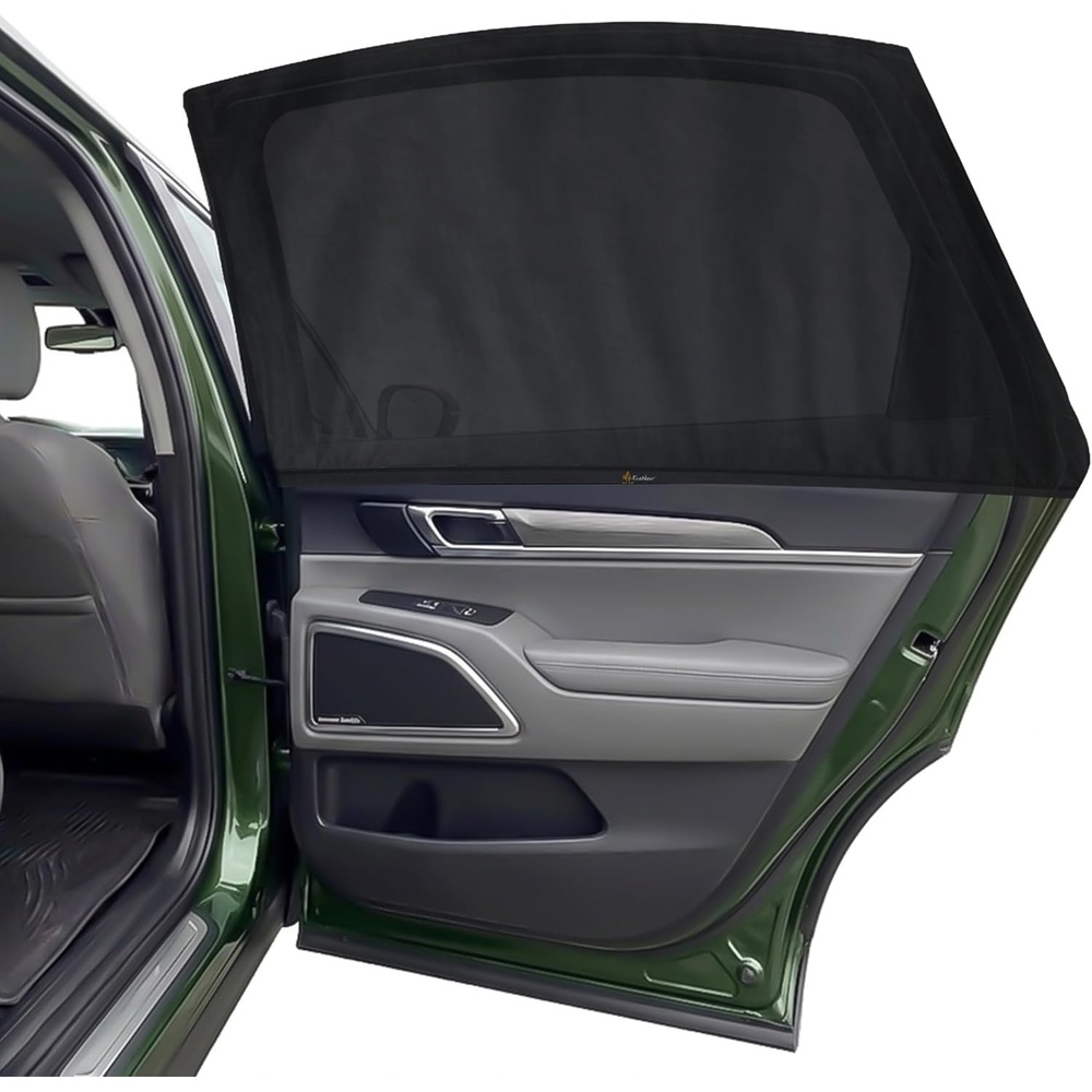 image:imageEcoNour Car Front Side Window Sun Shades Compatible for Toyota Tacoma 2 Pack Breathable Super Stretchy Mesh Sun Shade Heat Block UV Protection Car Window Screen Covers Mosquito Net CurtainsFit for Kia Telluride 20202025
