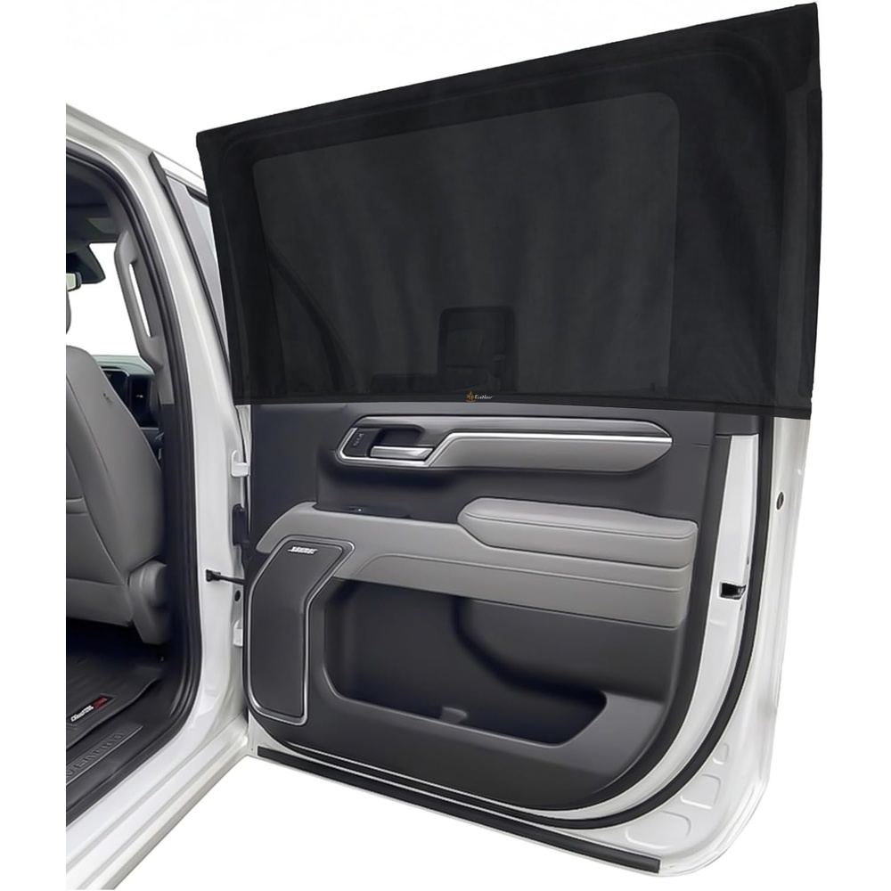 image:imageEcoNour Car Front Side Window Sun Shades Compatible for Toyota Tacoma 2 Pack Breathable Super Stretchy Mesh Sun Shade Heat Block UV Protection Car Window Screen Covers Mosquito Net CurtainsFit For Chevrolet Silverado GMC Sierra20192026