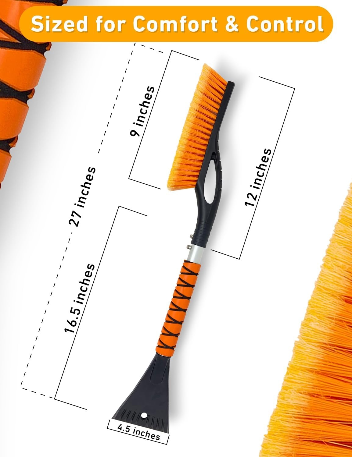 image:imageEcoNour 17 Snow Brush amp Ice Scraper for Car Windshield with Soft Foam GripOrange Pink Green Blue